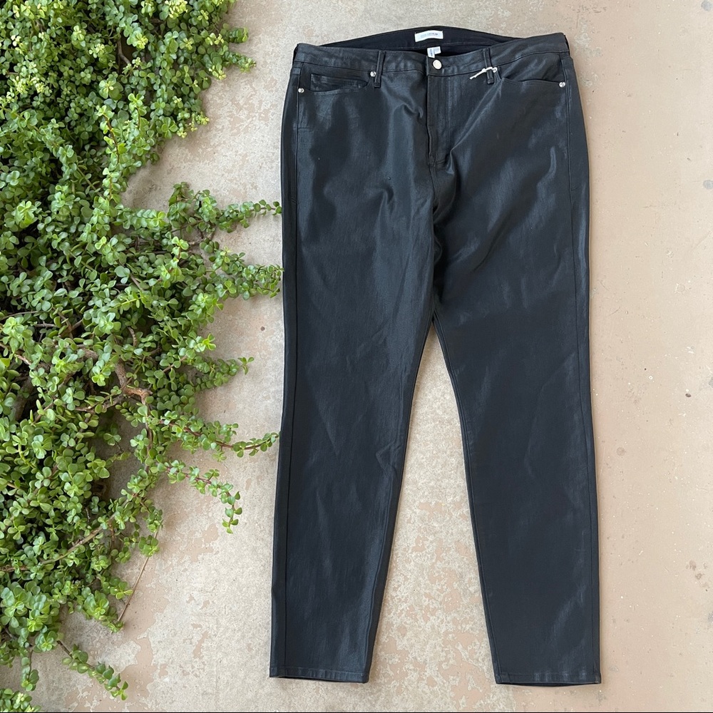 Good American Good Legs Black Coated Skinny Jeans, Plus Size - Picture 1 of 4